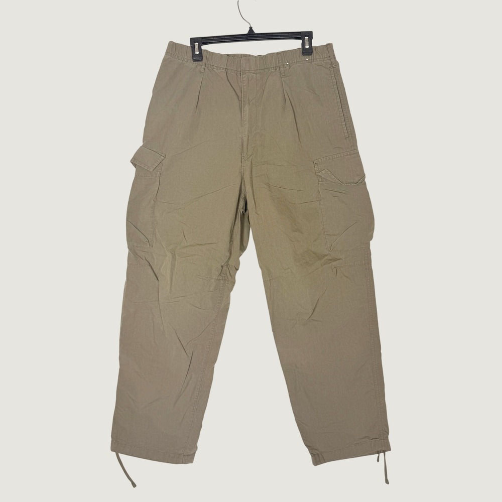 Uniqlo Wide Fit Parachute Military Green Nylon Cargo Pants Utility Drawstring L - Picture 3 of 8